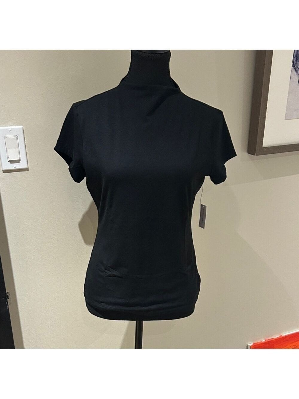 Banana Republic Black mock neck Short Sleeve Tee